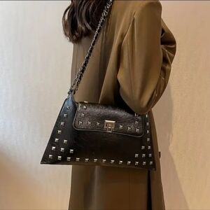 Studded Brown Shoulder Bag